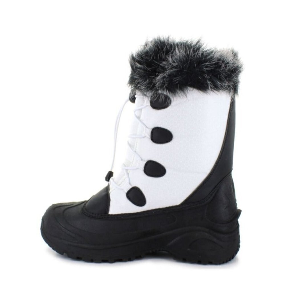 Itasca NIB Vixen White Black Nylon Faux Fur Lace Up Mid Calf Boots Size 11